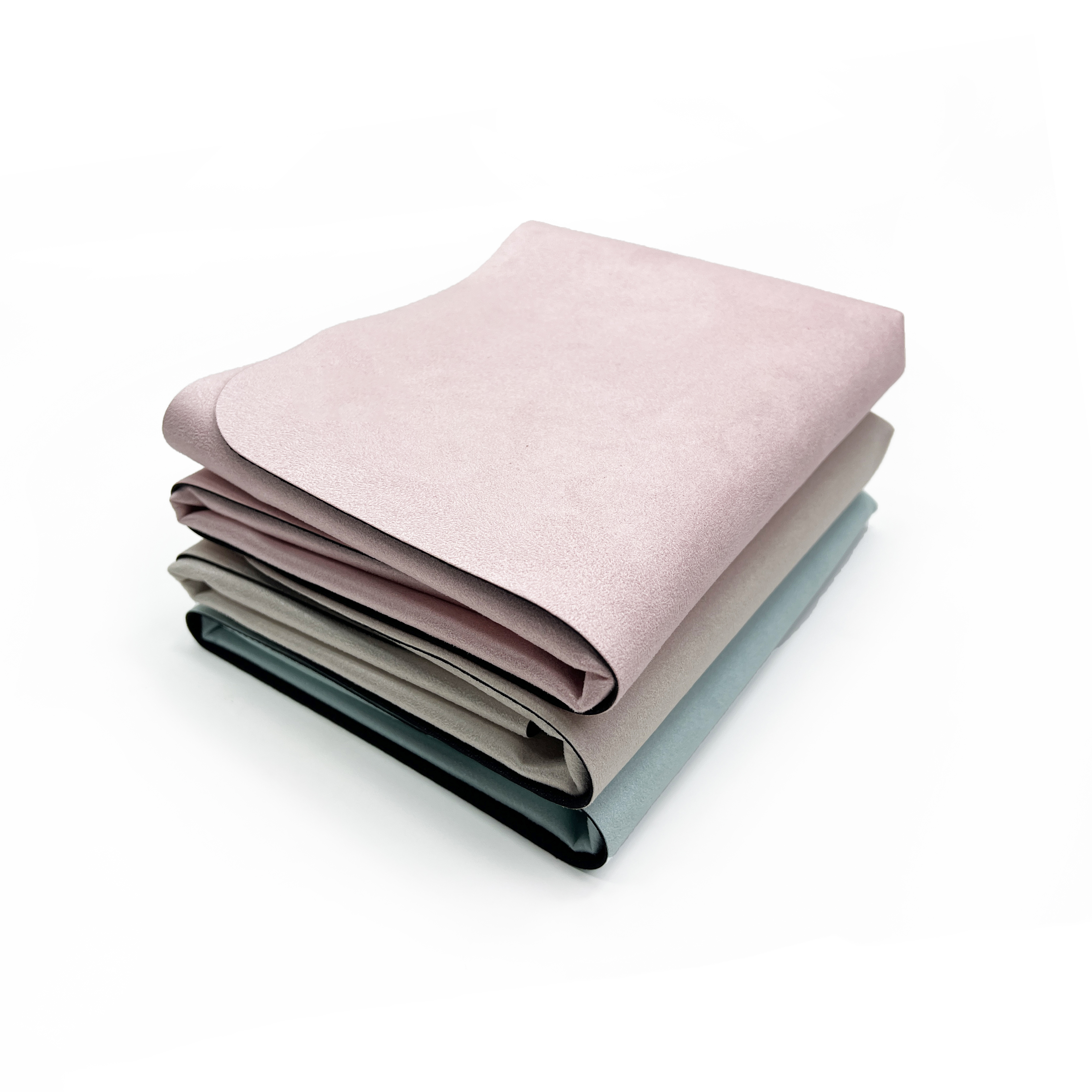 Pastel Blue Pink Beige Nuede Solid Color Custom Logo Hygiene Foldable Easy Care Durable Pilates Reformer Mat With Suede Bag