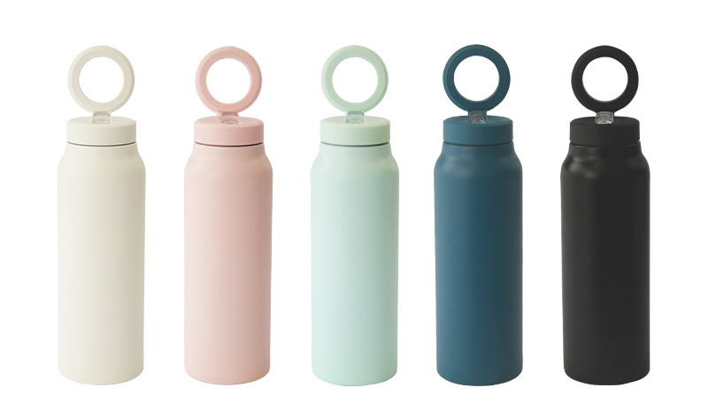 24OZ Custom Logo Beige Green Multi-colors Customized Insulated Vacuum Flask Water Bottle with Magnetic Ring 