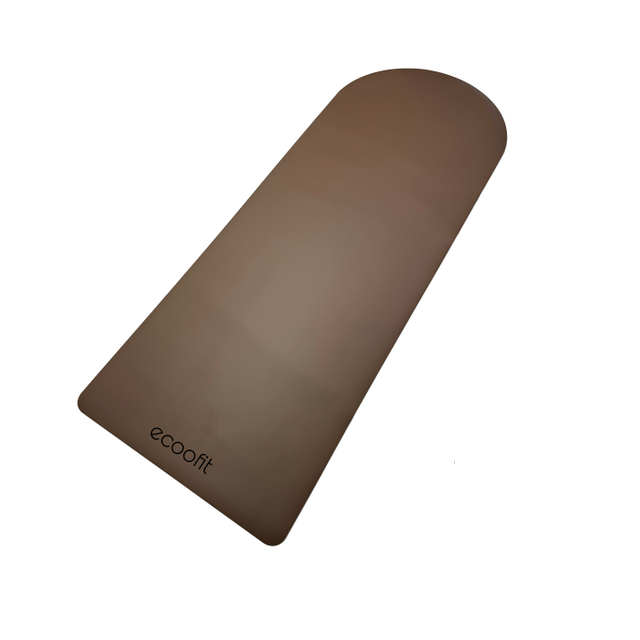 2025 Popular Chocolate Dark Brown Tan Color Matt PU Natural Rubber Yoga Mat with Laser Logo Arch Oval Shaped Mat