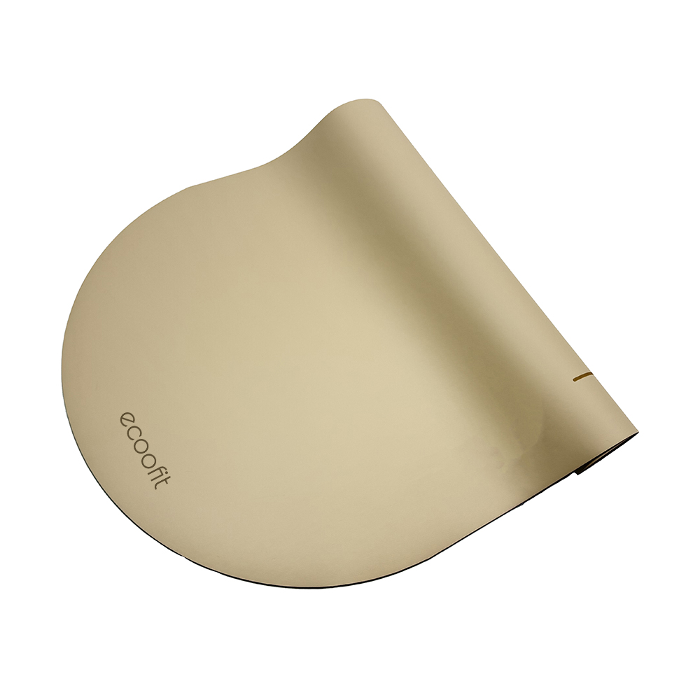 Eco-Friendly 5mm Thick PU Natural Rubber Branded Mat Arch Oval Curved Para Yoga Mat De Yoga Beige Sand Nude Color