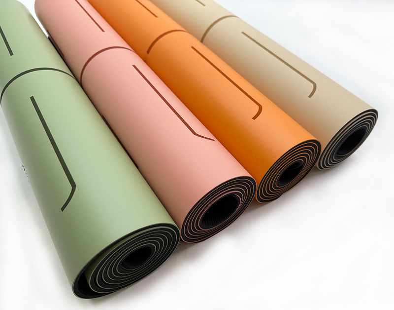  Arch Oval Shape Custom Color Logo Printed PU Yoga Mat Rubber with Custom Design Alignment Guildlines