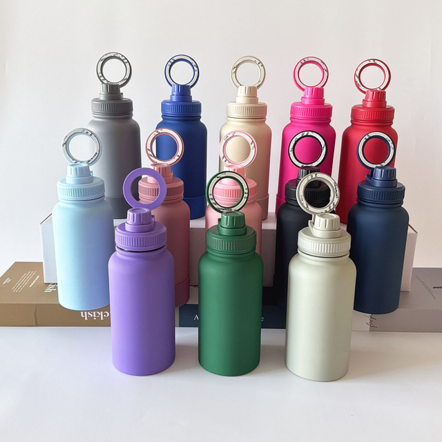 Custom Logo Multi-colors Insulated Vacuum Flask Water Bottle with Magnetic Ring 1000ml 650ml