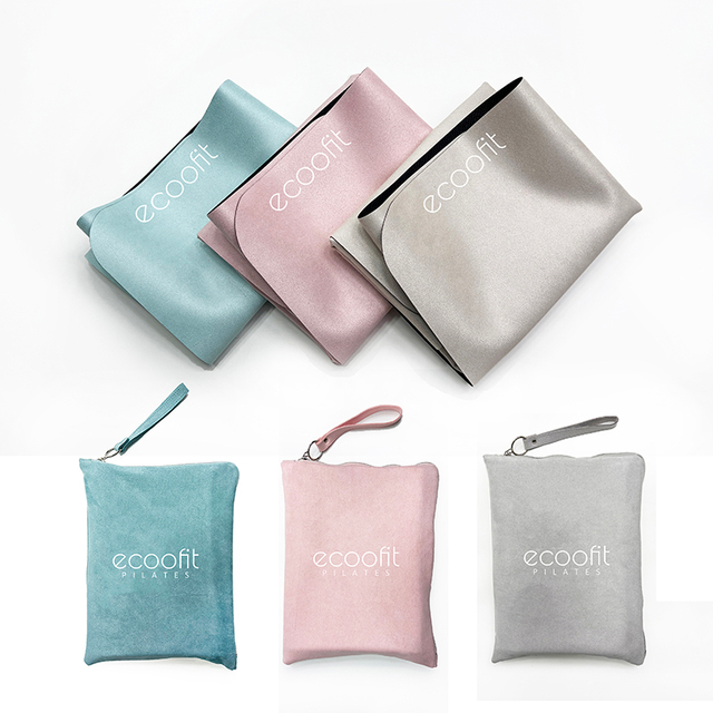 Pastel Blue Pink Beige Nuede Solid Color Custom Logo Hygiene Foldable Easy Care Durable Pilates Reformer Mat With Suede Bag