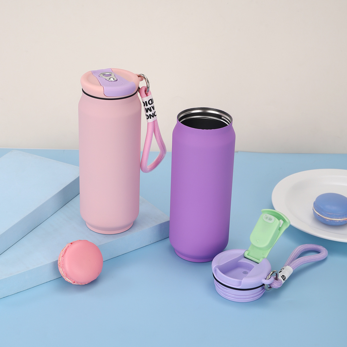 500ml Insulated Vaccum Coffee Mugs 304 Stainless Steel Macaron Color Large Capacity Car Cups Cola Cans Custom Logo