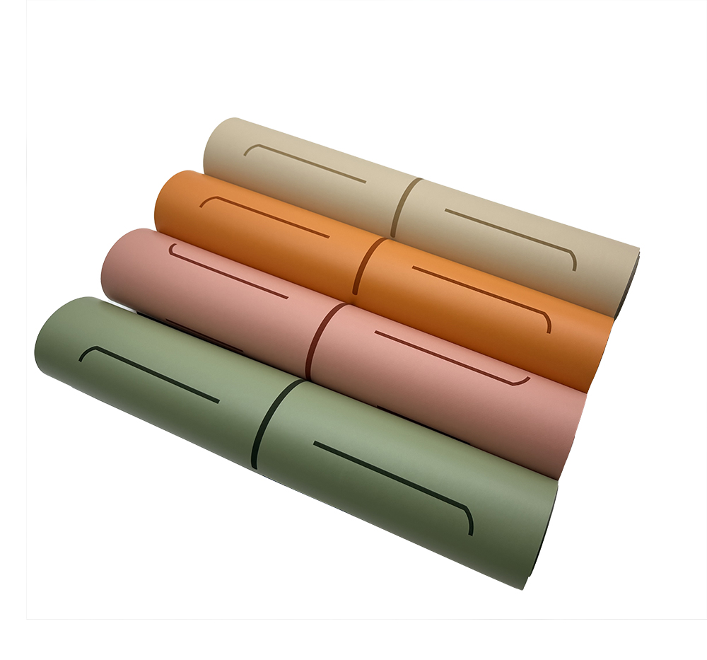  Arch Oval Shape Custom Color Logo Printed PU Yoga Mat Rubber with Custom Design Alignment Guildlines