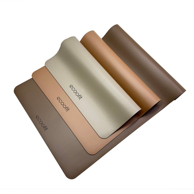 Grade A Custom Printed Laser Etch Logo Oval Arched Sand Nude Chocolate Brown Coffee Color PU Natural Rubber Yoga Mat